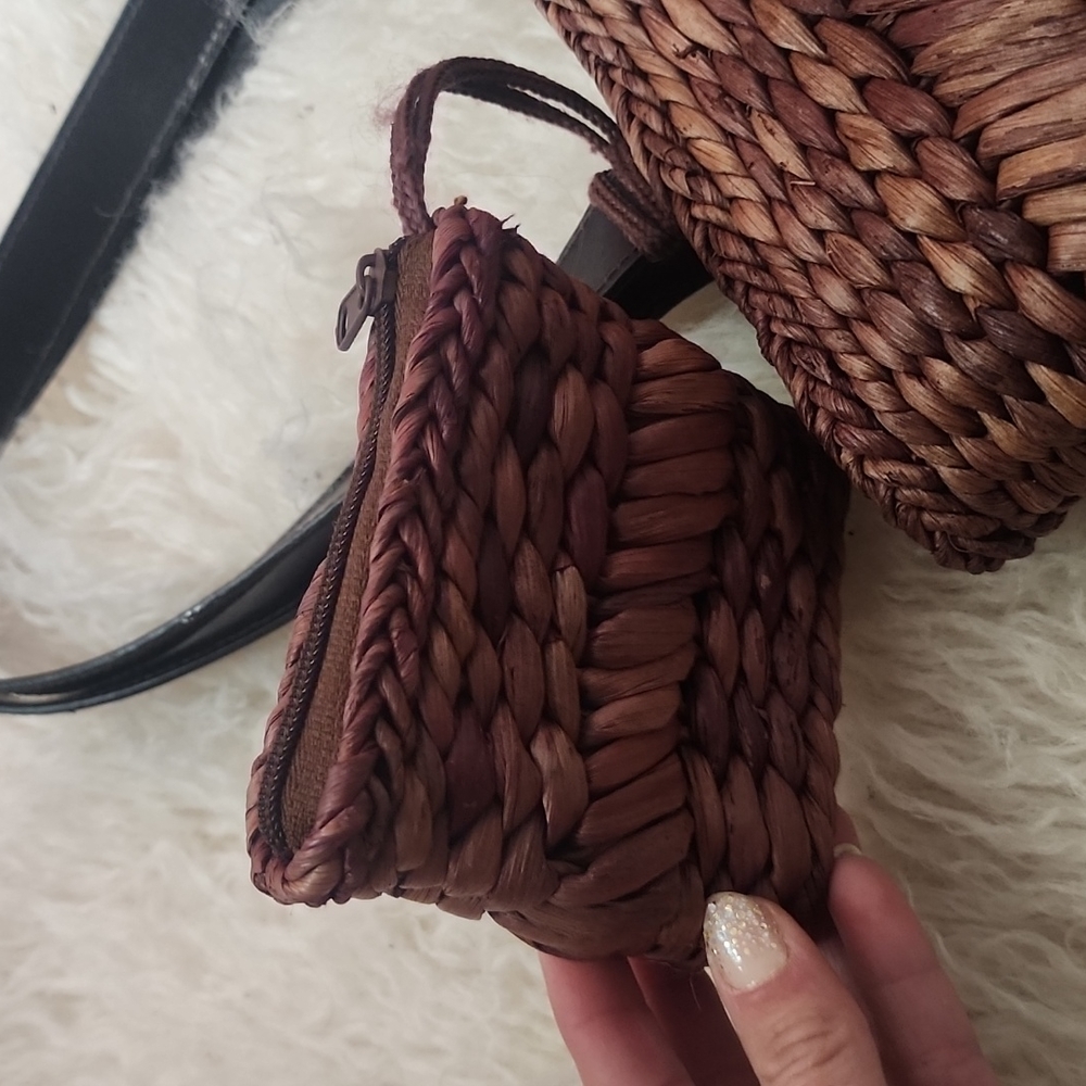 SUN N SAND Natural Wicker Woven Tote with Pouch Set - Picture 8 of 12